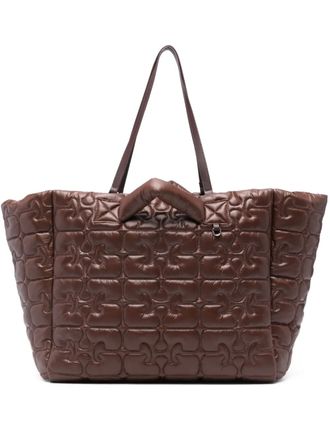 Ganni Quilted Re-Tech XXL tote bag - Brown