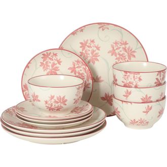 Gibson Home Admiral Hall 12-Piece Matte Stoneware Dinnerware Set in Pink at Nordstrom