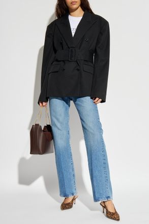 Rotate Double-breasted Blazer With Closed Lapels, Womens, Black