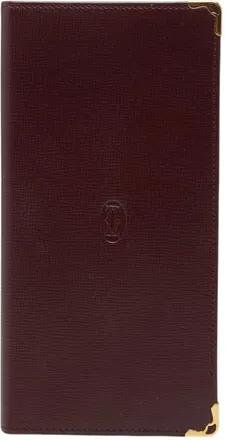 Cartier Must Bordeaux Wine Red Leather Long Wallet (Bi-Fold) (Pre-Owned)