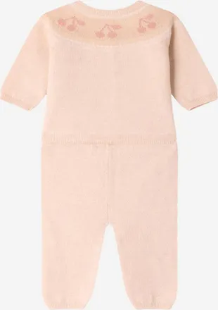 BONPOINT Girls Baby Outfit Cotton-Wool Pink Babygrow Sets