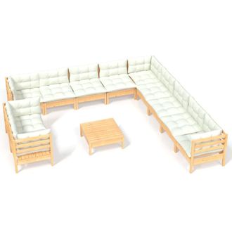 vidaXL Muebles De Jard&iacute;n 12 Piezas Y Cojines Madera Maciza De Pino Vidaxl