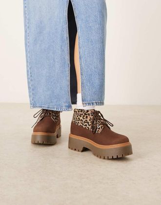 Timberland Stone Street Nellie - Stivaletti medi con stampa leopardata effetto cavallino-Marrone