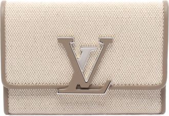 Louis Vuitton Beige Canvas Leather Wallet (Tri-Fold) (Pre-Owned)