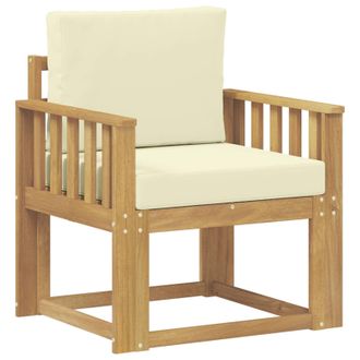 vidaXL 2 Pieza Conjunto De Sof&aacute;s De Exterior Poli&eacute;ster Blanco Y Crema Vidaxl