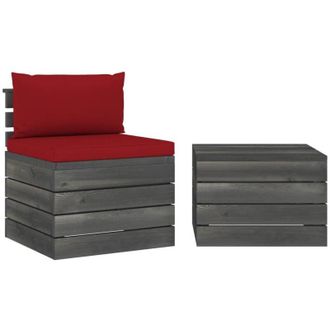 vidaXL Muebles De Jard&iacute;n De Palets 2 Piezas Cojines Madera Maciza Pino Vidaxl