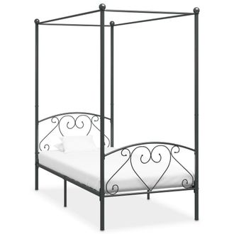 vidaXL Estructura Cama Con Dosel Sin Colch&oacute;n Metal Gris 120x200 Cm Vidaxl