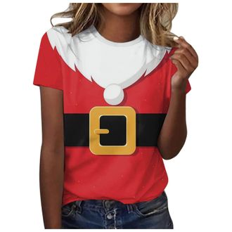 Generic Womens Christmas T Shirts Ladies Xmas t-Shirts Novelty Funny Holiday Tshirts Snowflake Santa Print Short Sleeves Casual Tunic Christmas Tops Loose Cre