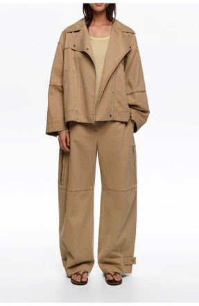 Bimba & Lola Washed Double-Breasted Jacket in Camel at Nordstrom, Size X-Small Eu