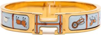 Herm&egrave;s 2010-2025 Couvertures et Tenues de Jour Clic H PM smalle emaille armband - Blauw