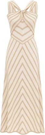 Zimmermann Luna Metallic Halter Jurk - Dames - Casual kleedjes - Beige - M - Polyester - Kleedjes