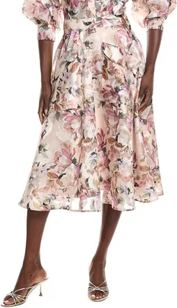Gracia Floral Print Organza Wide Skirt
