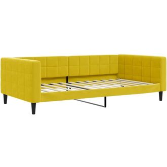 vidaXL Sof&aacute; Cama Sin Colch&oacute;n Terciopelo Amarillo 100x200 Cm Vidaxl