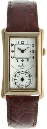 Peugeot Vintage Large Rectangular Remote Sweep Leather Watch- 40x24MM in Brown at Nordstrom