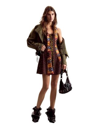 Desigual vestito a spalline disegnato da mr. christian lacroix in verde