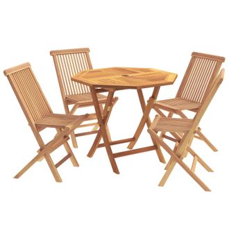 vidaXL Set Bistro Da Giardino Pieghevole Da 5 Pezzi Naturale Vidaxl
