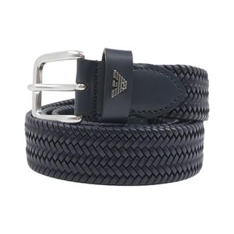 Emporio Armani Belts, male, Blue, Size: 105 CM Fine Woven Bull Leather Belt
