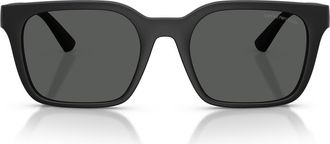 Emporio Armani 56mm Square Sunglasses in Matte Black /Dark Grey at Nordstrom