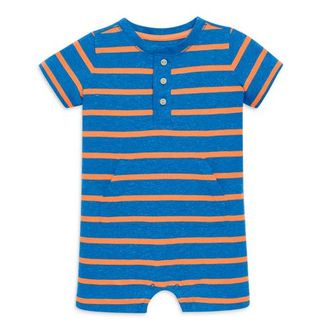 primary Baby Heathered Henley Shortie In Stripe in Blueberry Cantaloupe Stripe at Nordstrom, Size 18-24M