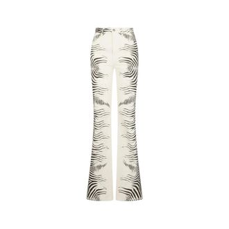 Roberto Cavalli Zebra Print Denim Jeans - female - Roberto Cavalli - Flare Jeans - White - M - Jeans