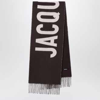 Jacquemus Dark brown wool scarf with logo