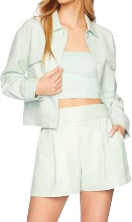 Susana Monaco Faux Leather Pleated Shorts In Mint Chip