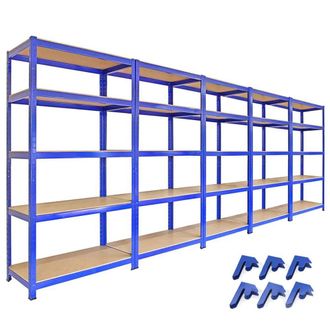 MonsterShop 5 x T-Rax 90cm Blue Racking & Bay Connectors