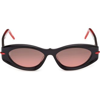 Christian Louboutin 55mm Cat Eye Sunglasses in Black /Black Red /Gold at Nordstrom