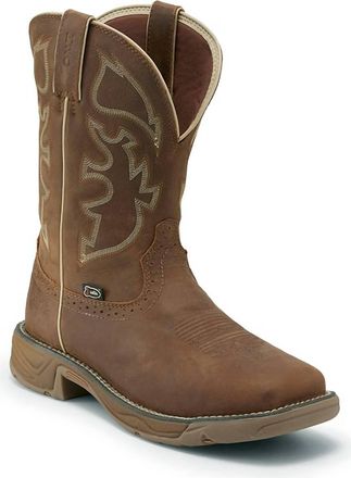 Justin Boots Mens Rush Waterproof Steel Toe Boots In Saddle Tan