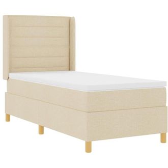 vidaXL Box Spring Bed with Mattress Cream 80 x 200 cm Fabric vidaXL