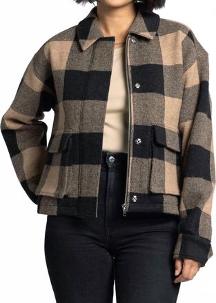 Thread & Supply Elisa Collared Neckline Jacket In Black/tan