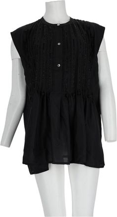 P.A.R.O.S.H. Black Flowy Pleated Silk Top