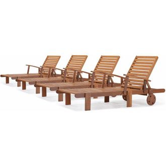 Habitat et Jardin Habitat Et Jardin - Tumbonas Plegables En Madera Ex&oacute;tica tokyo - Maple - Marron Claro- Lote De 4