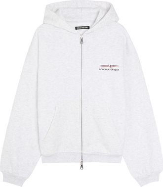 Cole Buxton Hooded Printed Cotton Sweatshirt - Light Grey - XL
