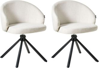 Beliani Set of 2 Dining Chairs Swivel OVALO Fabric Off-White