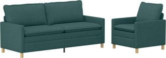 vidaXL Juego De Sof&aacute; 2 Uds. Verde Oscuro Tela Vidaxl