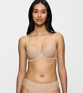 Triumph T-Shirt-BH TRIUMPH Amourette, Damen, Gr. 70, Cup B, beige (natur), Microtouch, Obermaterial: 61% Polyester, 27% Polyamid, 12% Elasthan, unifarben, BHs