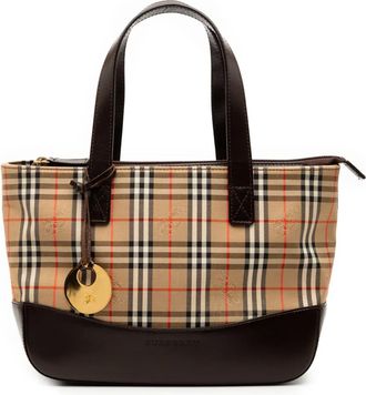 Burberry Borsa tote in tela con motivo Haymarket Check 2000-2017 - Marrone