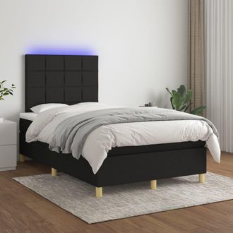 vidaXL Cama Box Spring Con Colch&oacute;n Led Tela Negro 120x200 Cm Vidaxl