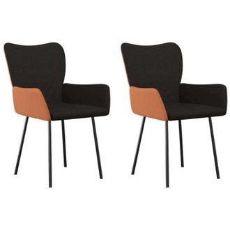 vidaXL Sillas De Comedor 2 Unidades Cuero Sint&eacute;tico Y Tela Negro Vidaxl