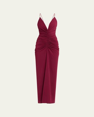 Ronny Kobo Anya Ruched Tissue Jersey Column Gown