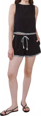 Bella Dahl Sleeveless Fray Trim Tank In Black