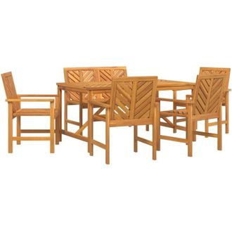 vidaXL Vidaxl - Conjunto De Comedor De Jard&iacute;n 6 Pcs Marr&oacute;n 150 X 90 X 74 Cm