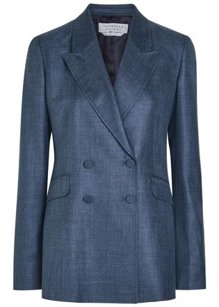 Gabriela Hearst Angela Double-breasted Wool and Silk-blend Blazer - Denim - 42 (UK10 / S)
