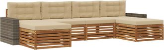 vidaXL Conjunto De Sof&aacute;s De Exterior 6 Uds. Madera De Acacia S&oacute;lida Vidaxl