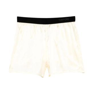 Tom Ford Nachtkleding, Heren, Beige, M, Shorts met elastische tailleband