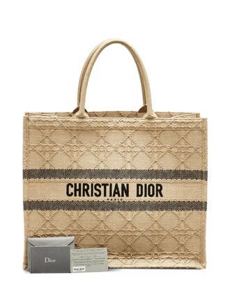 Dior 2023 large Book Tote raffia tote bag - women - Raffia/Raffia - One Size - Neutrals