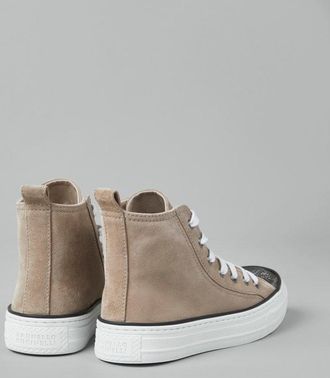 Brunello Cucinelli Leather High-Top Sneaker - Beige