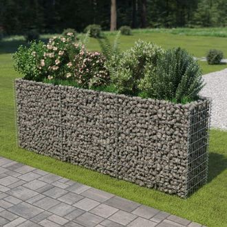 Berkfield Home Gabion Raised Bed Galvanised Steel 270x50x100 cm in Silver | Size: 270 x 50 x 100 cm