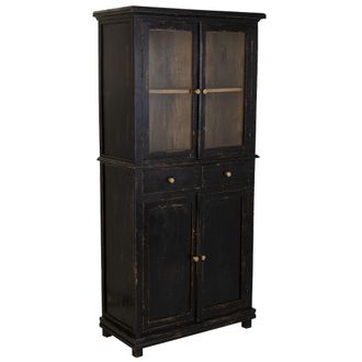 Wanderlust Deco Wanderlust Deco - Vitrina De Madera Y Cristal Acabado Artesanal Negro 85x40x180